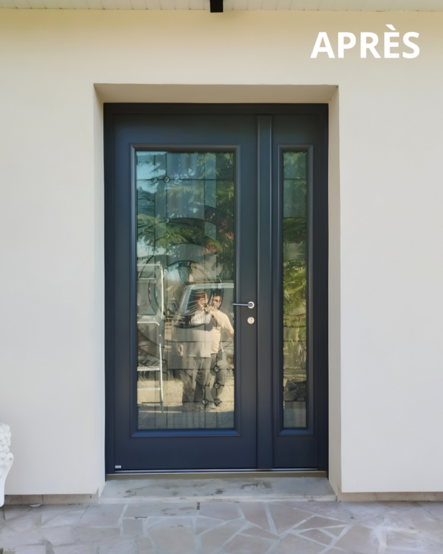 porte entrée aluminium vitrail ancien Bel'M