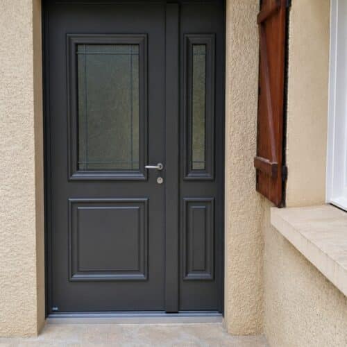porte entree aluminium belm isaac gris ral 7022 milly la foret