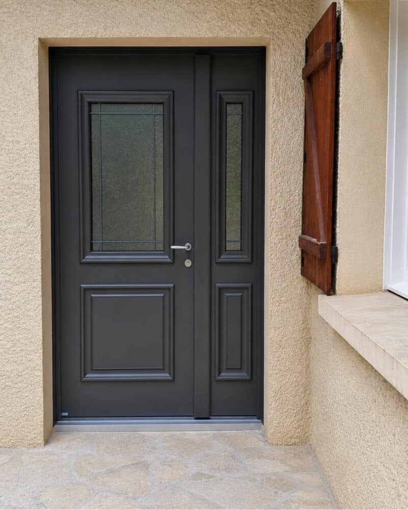 porte entree aluminium belm isaac gris ral 7022 milly la foret