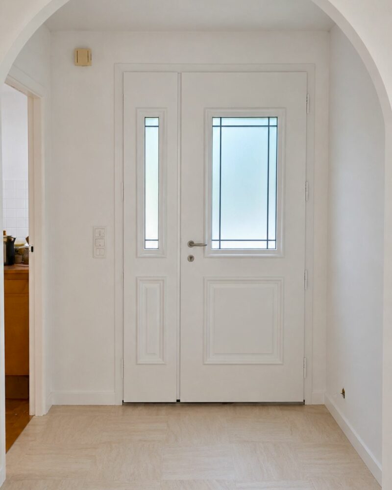 porte belm bicolore blanc ral 9016 interieur gris exterieur